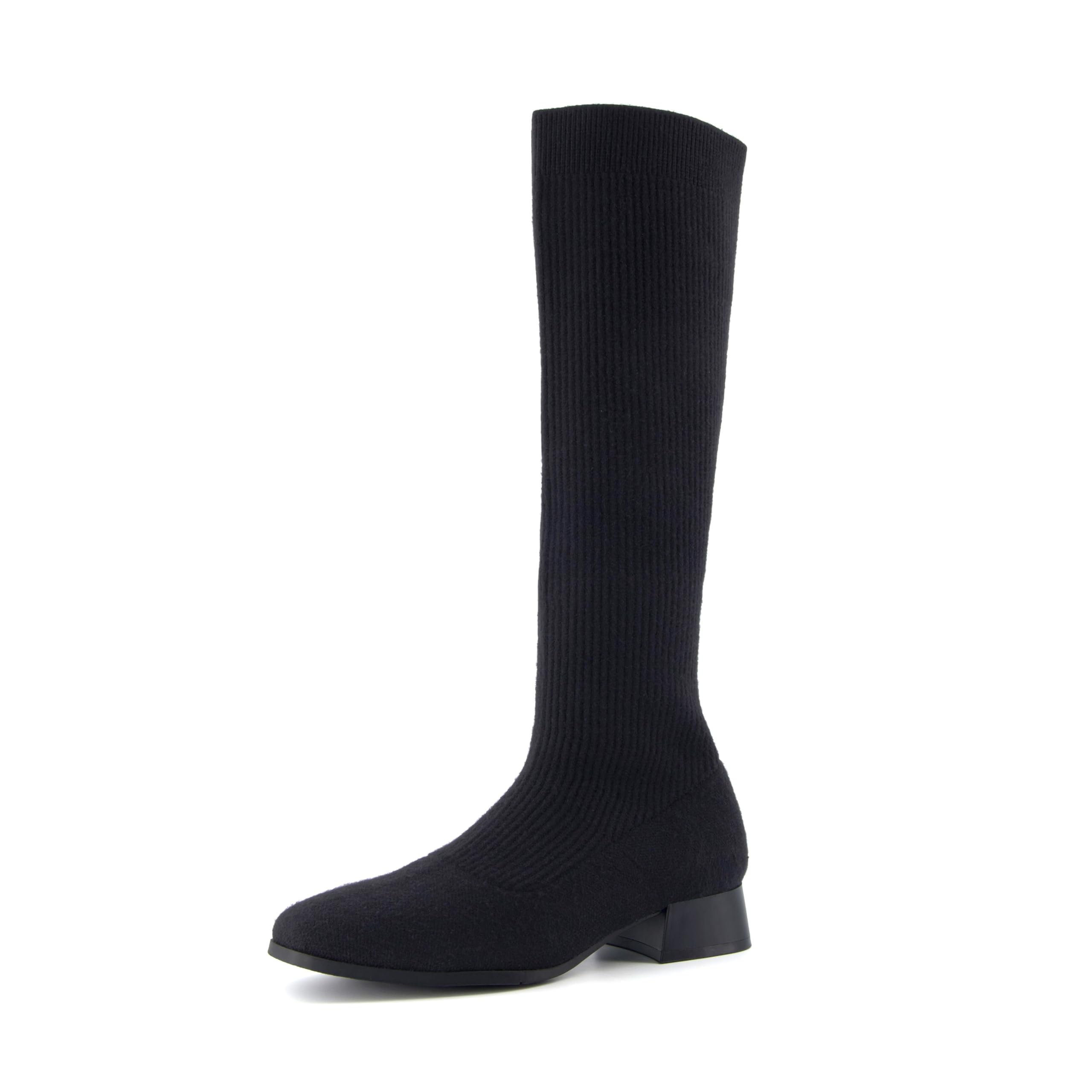 CUSHIONAIRE Rialto Womens Knee-High Stretch Boot Slip-On Tall Shaft Boot with Memory Foam Low Block Heel