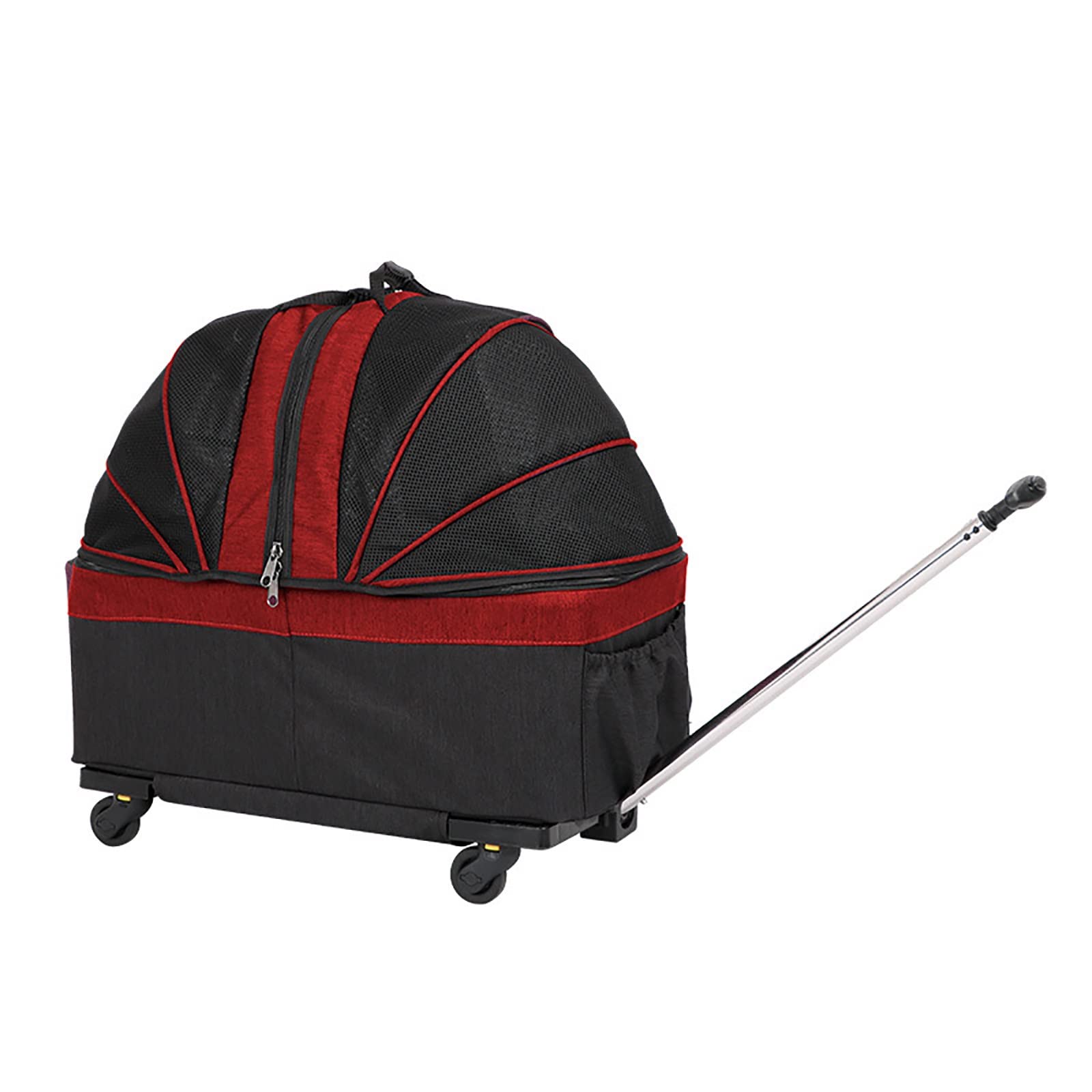 AttreX Transportín con Ruedas para Mascotas con Ruedas Desmontables Transportín con Ruedas de Viaje para Perros/Gatos pequeños y medianos de hasta 40 Libras Plegable y Transpirable (Color: Rojo)
