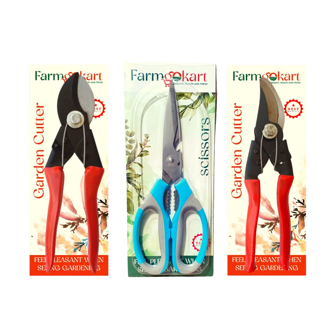 Farmgokart | Premium Garden Tool Kit -Set of 3 Pcs | Red Double Roll Cut secateurs | Red Plant Pruner Cutter| | 1 Pair of Gardening Scissor | (B0B3XXHLJT) Amazon Price History, Amazon Price Tracker