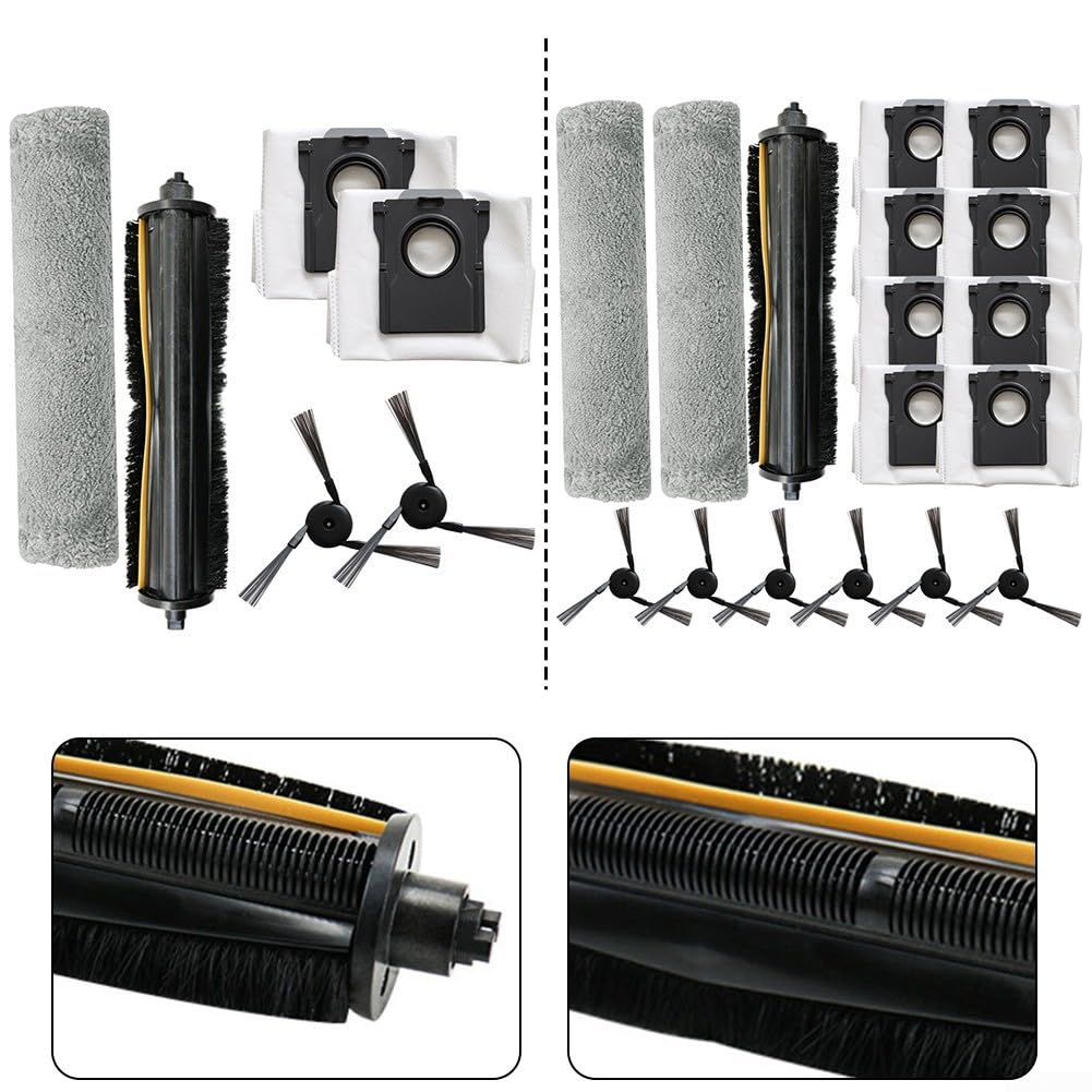 Kit de paño para fregona lateral principal, 1 juego con bolsas de polvo, piezas de repuesto para aspiradora, cepillo principal de nailon y paño de microfibra para fregona, compatible con modelos Z5/Z5
