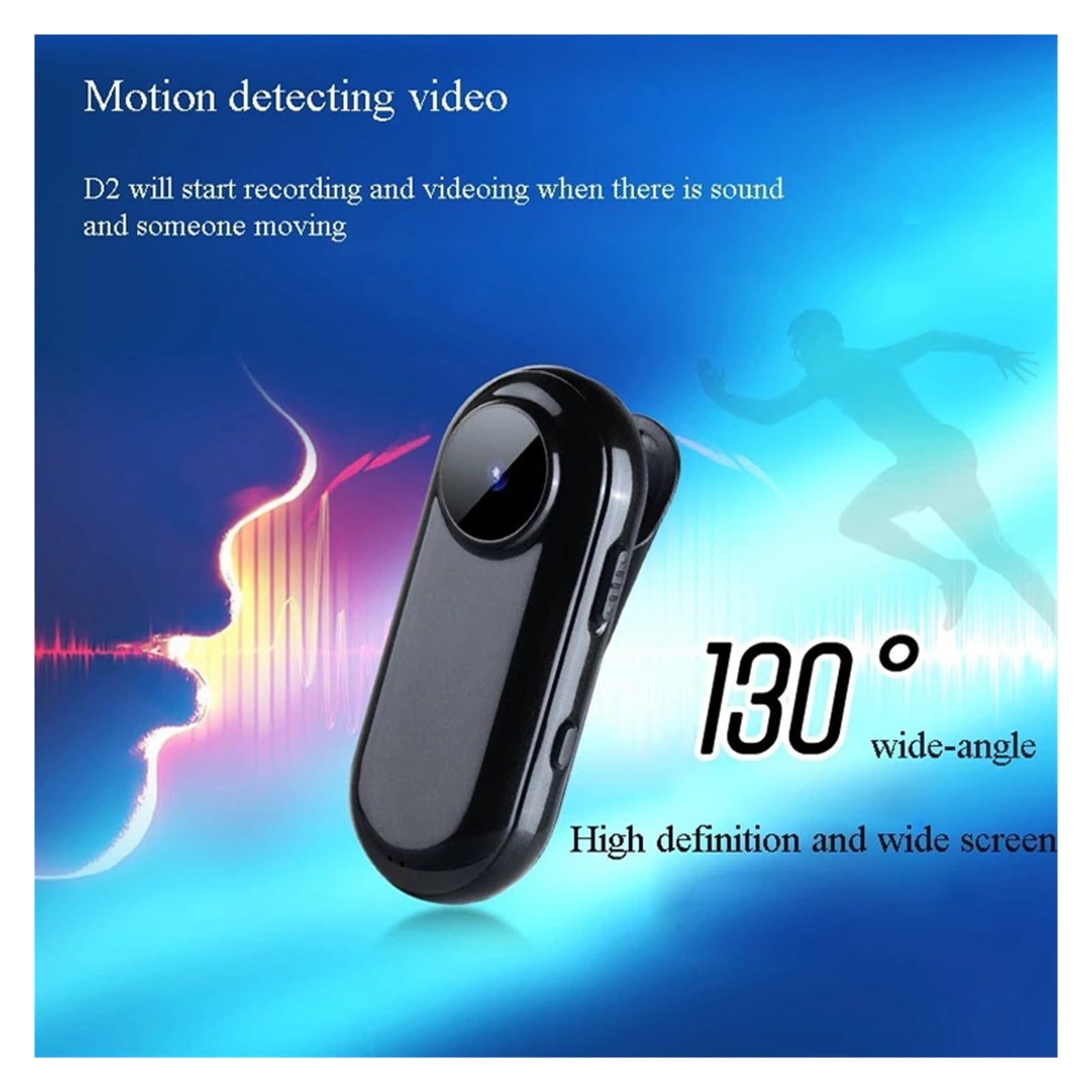 Macchina Fotografica d'azione Mini videocamera Sportiva Videocamera for registratore grandangolare Dispositivo di ascolto con videocamera for Microfono a Clip Posteriore(Cam add32gb Card)