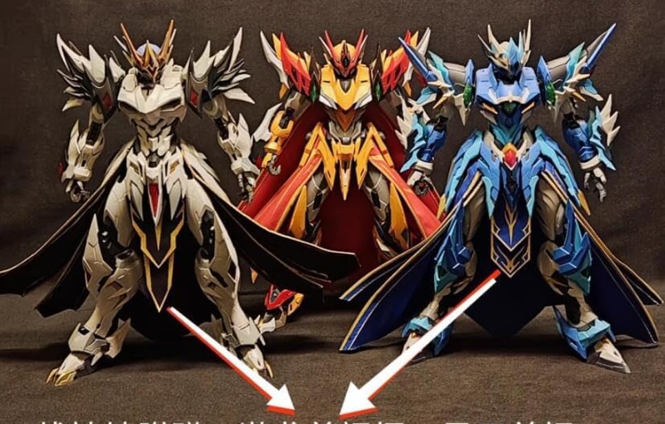 Comparison of Yellow Dragon model with other color variants, showing core structure