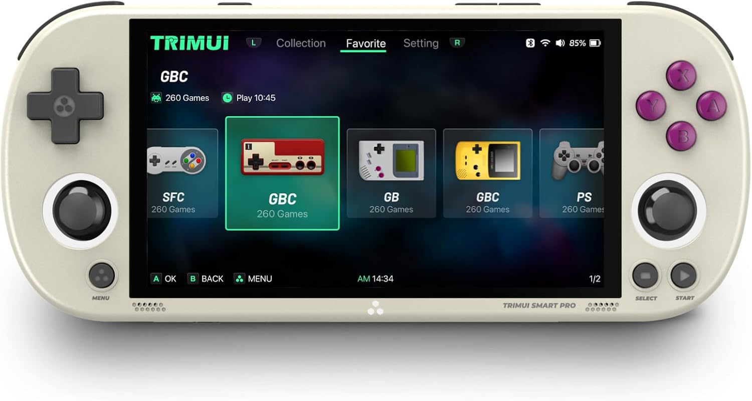 TRIMUI Smart Pro Open Source Handheld, Retro Arcade, HD 4.96 inch, 256G 20000+ Games,IPS Screen Handheld Linux System, SD Card Support WiFi Multiplayer Online Play (Black)