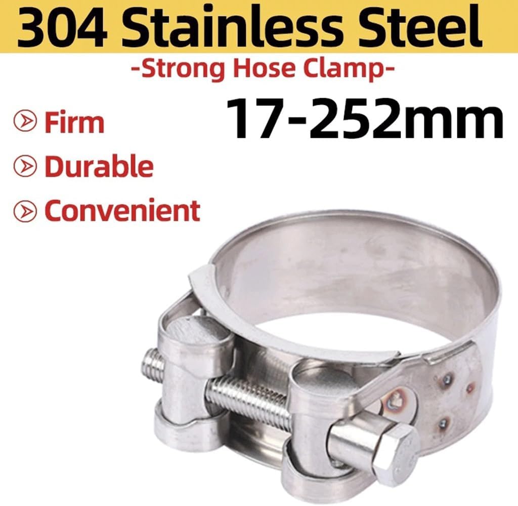 1pcs 304 Stainless Steel Hose Clamp - Adjustable Pipe Clip for Automotive, Industrial, and Marine Applications(240-252mm)