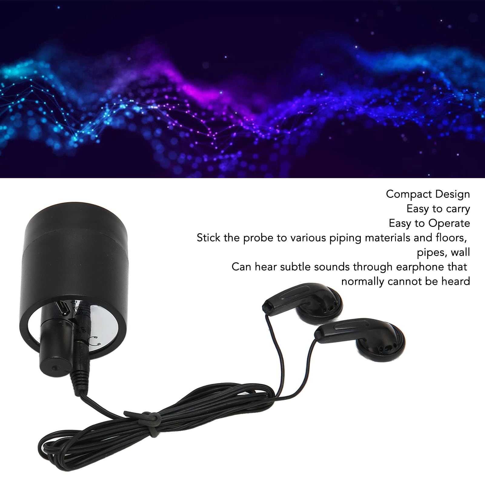 Wisoqu Water Leakage Detection, Underground Water Pipe Leakage Monitors, High Sensitive Water Pipe Leak Detector with Earphone, Water Leakage Sound Amplifier, Wall Pipe Listen Detector