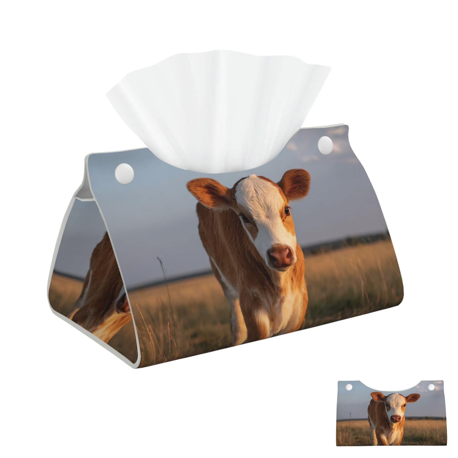 Calf Walking on the Grassland Tissue Box Cover Square Cube Boxes