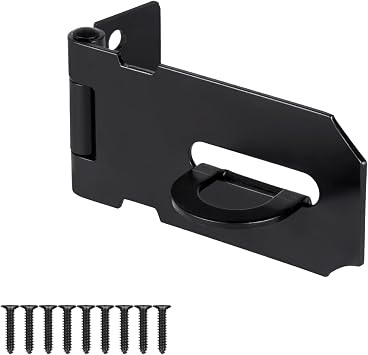3 Inch Heavy Duty Door Locks Hasp Latch, Stainless Steel Security Packlock Clasp Hasp Lock Latch for Fence Gate, Gate, Shed Closet Cabinet, Black, 1 Pack | 304 Stainless Steel, Brushed Finish; Padlock Hole Design; for Doors, Cabinets, Gates, Sheds, Barns; Screws Included