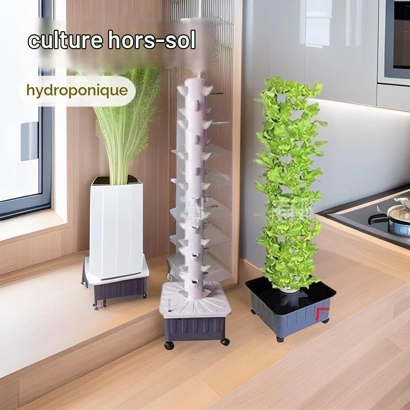 Système Hydroponique Vertical 45 Trous 154cm, Tour de Culture Intérieure avec Pompe, Jardin d'Herbes Aromatiques tout-en-un pour Balcon, Jardinage Intérieur en PVC Alimentaire, Idéal pour Débutant