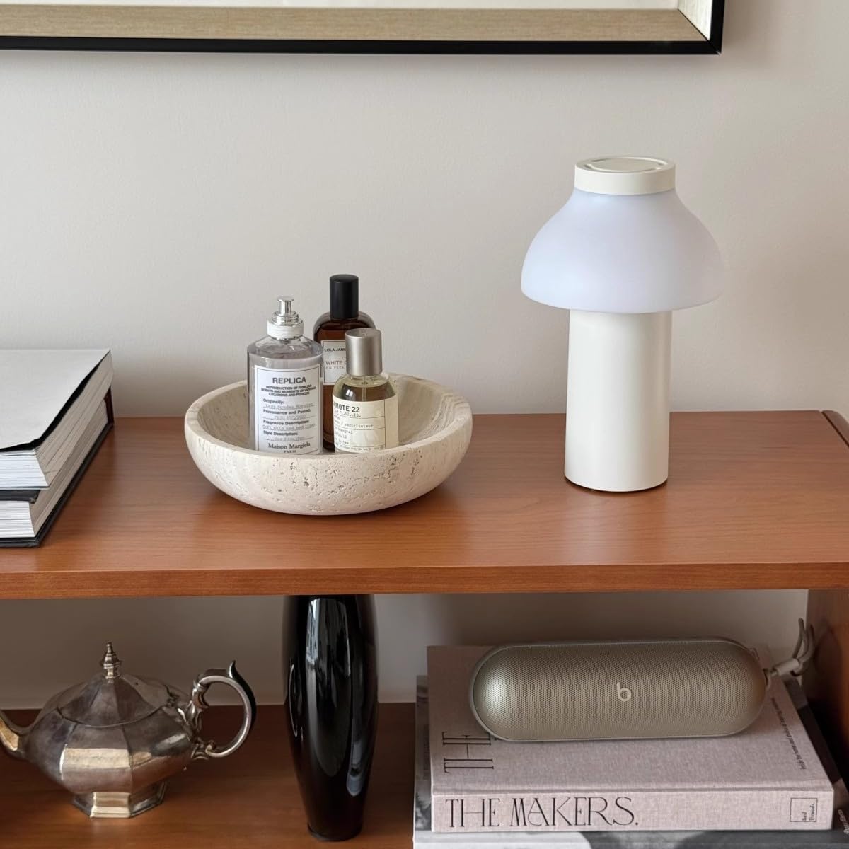 Large Decorative Marble Bowl, 7.87 inches,Natural Stone Round Bowl for Home  (beige)