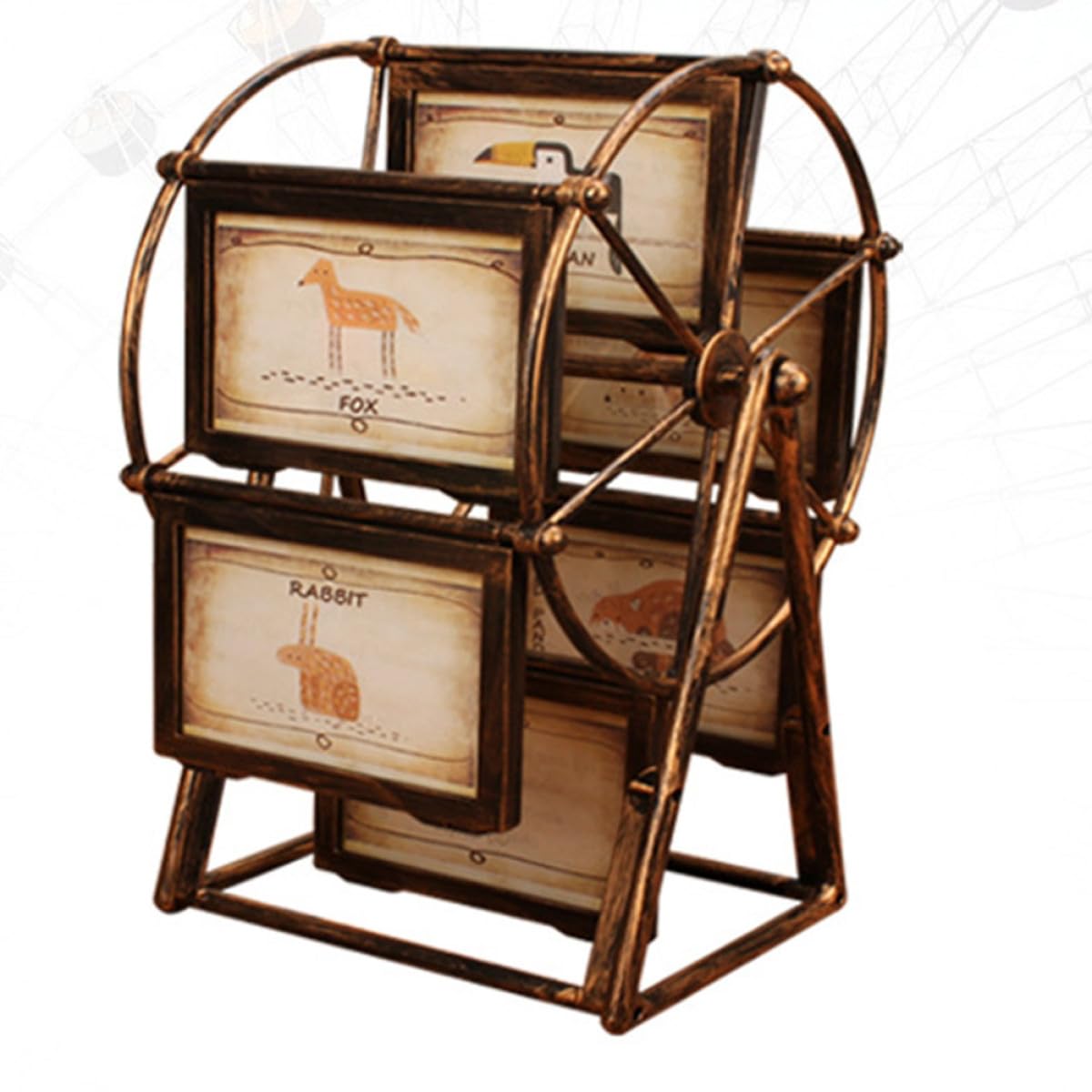 Alipis Bronzefarbener Fotorahmen mit Riesenrad Motiv zur Selbstmontage | Pvc Ausführung, Vintage Optik, für Hochzeits und Familienfotos, als Tischdeko für Zuhause
