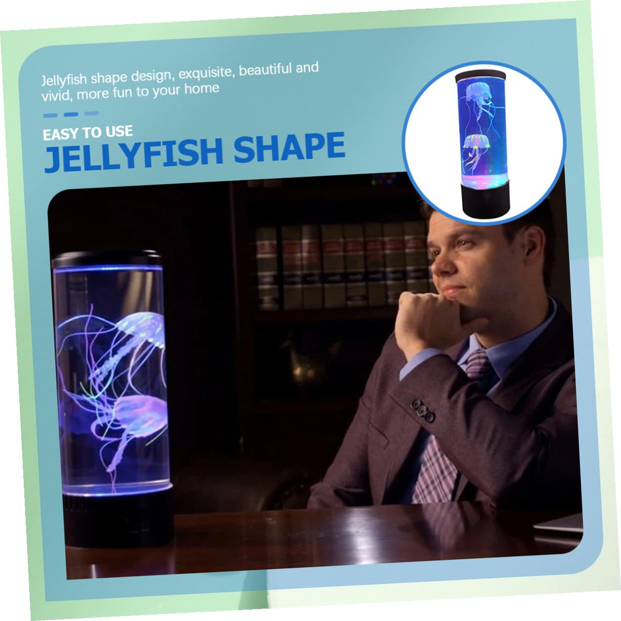 Lámpara de Acuario de Gelatina Sintética LED para Decoración de Mesa y Luz Nocturna Función Calmante y Material Acrílico Negro