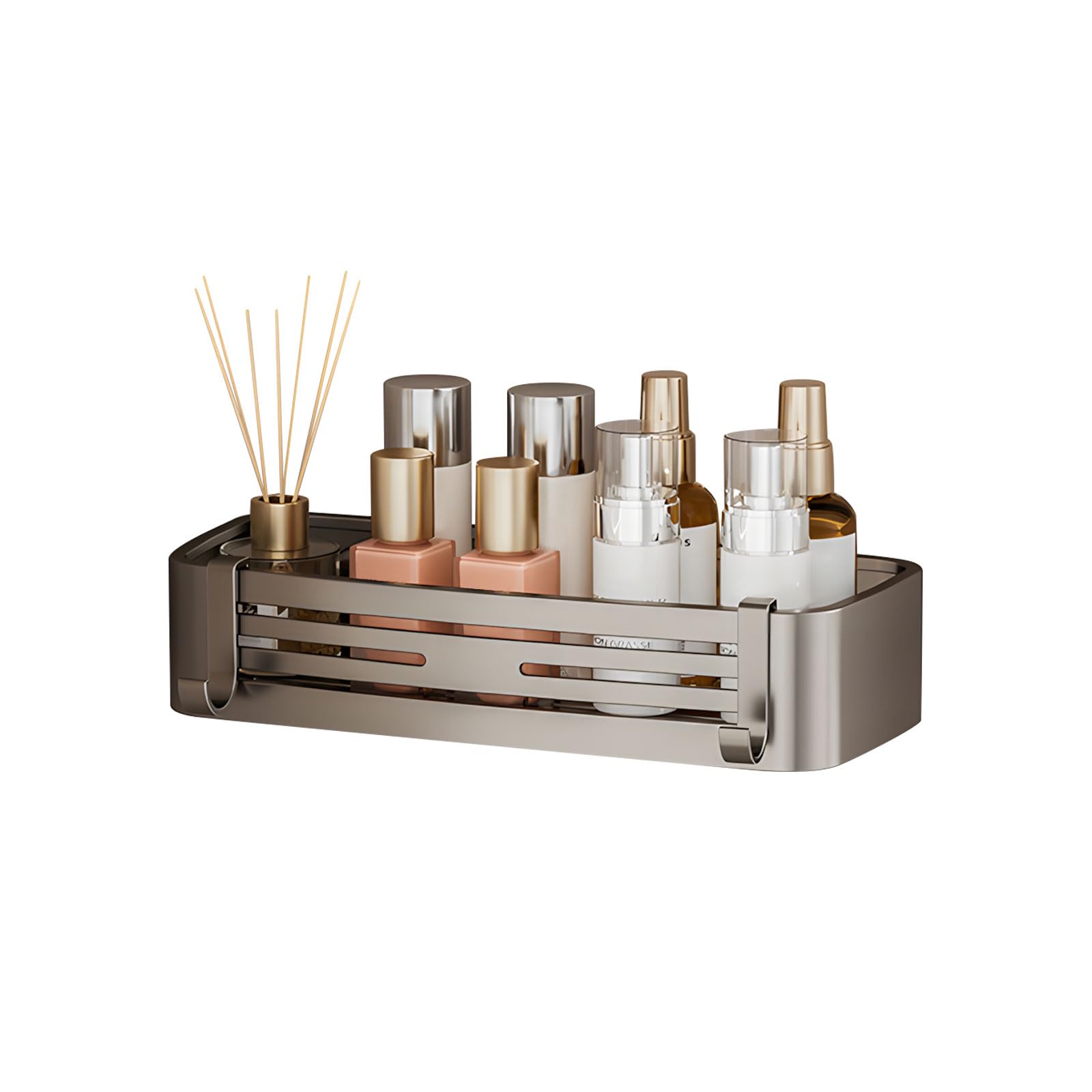 Xinsheinelry Effective Adhesive Bathroom Shelf Rust Proof and Aluminum Alloy Shower Rack for Soap Shampoo and Accessories Removable Shelf