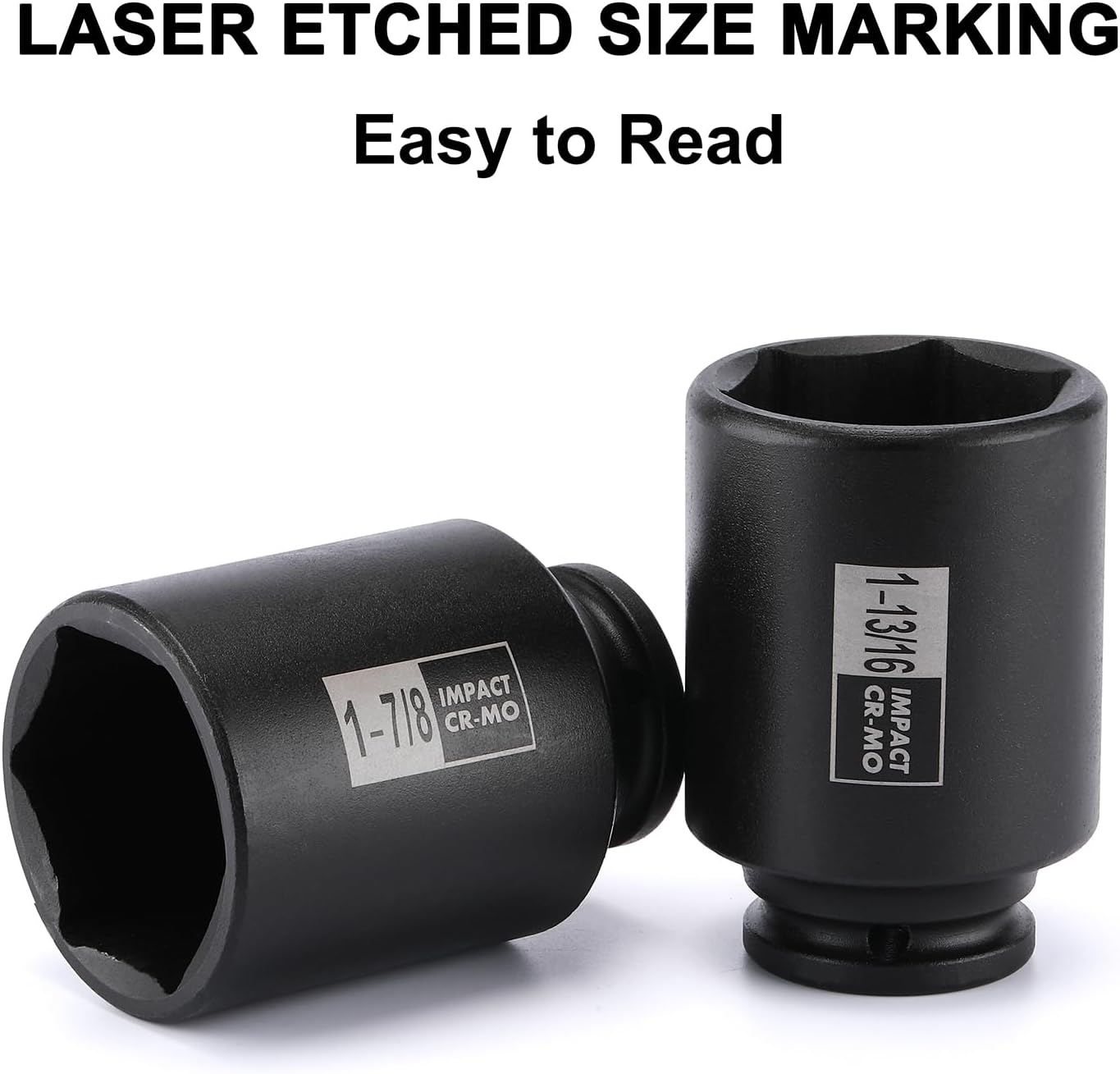 Mayouko 1/2" Drive Spindle Axle Nut Impact Socket Set, CR-MO, 6 Point, 1-9/16",1-5/8",1-11/16",1-3/4",1-13/16",1-7/8",1-15/16",2", SAE, 90mm Length