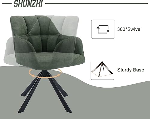 Miniatura 6 de Shunzhi Silla de oficina con espiral, sin ruedas, de piel sintética, cómoda silla de escritorio, silla de brazo con respaldo medio, silla de trabajo