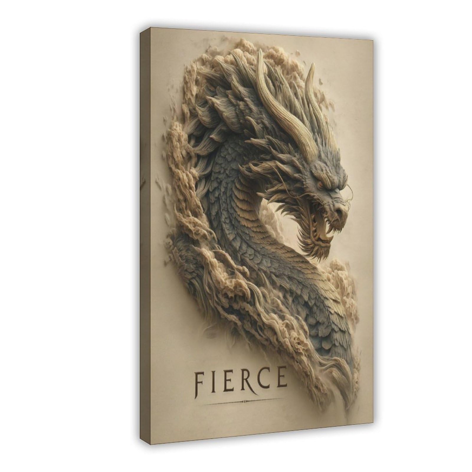 Bareronor Fierce Japanese Dragon Poster Canvas Poster Bedroom Decor Landscape Office Room Decor Gift 24" L X 36" W