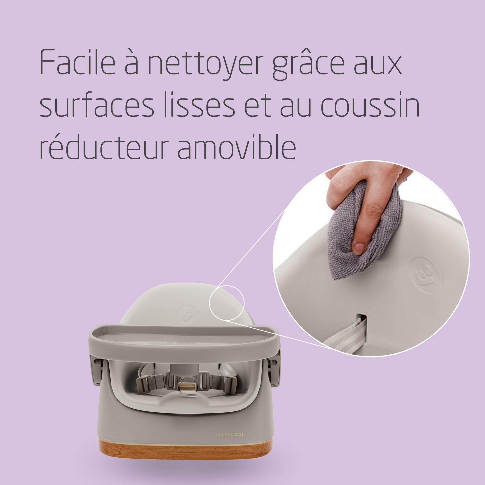 Maxi-Cosi Jay 2 en 1, Rehausseur Chaise Enfant, 6 mois - 3 ans, 9-15 kg, Rehausseur Chaise Bébé Portable, Tablette Réglable, Facile à Nettoyer, Design Compact, Spacieux, Elegance Beige