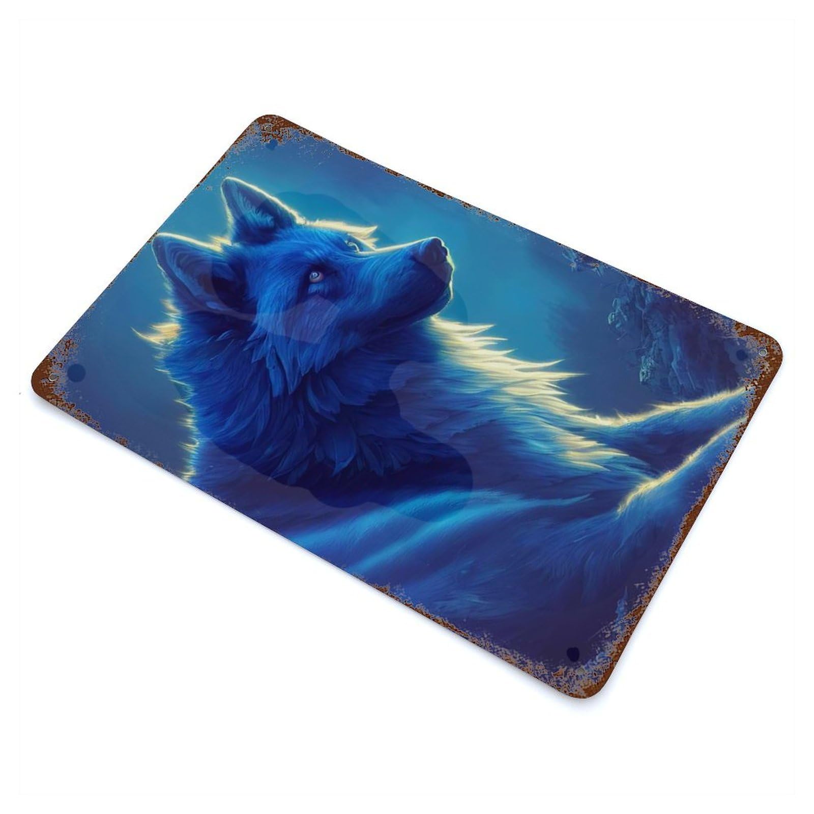 Winter Wolf Retro Metal Sign 11.8"x7.9", Ideal for Shed, Workshop And Garage Wall Decor