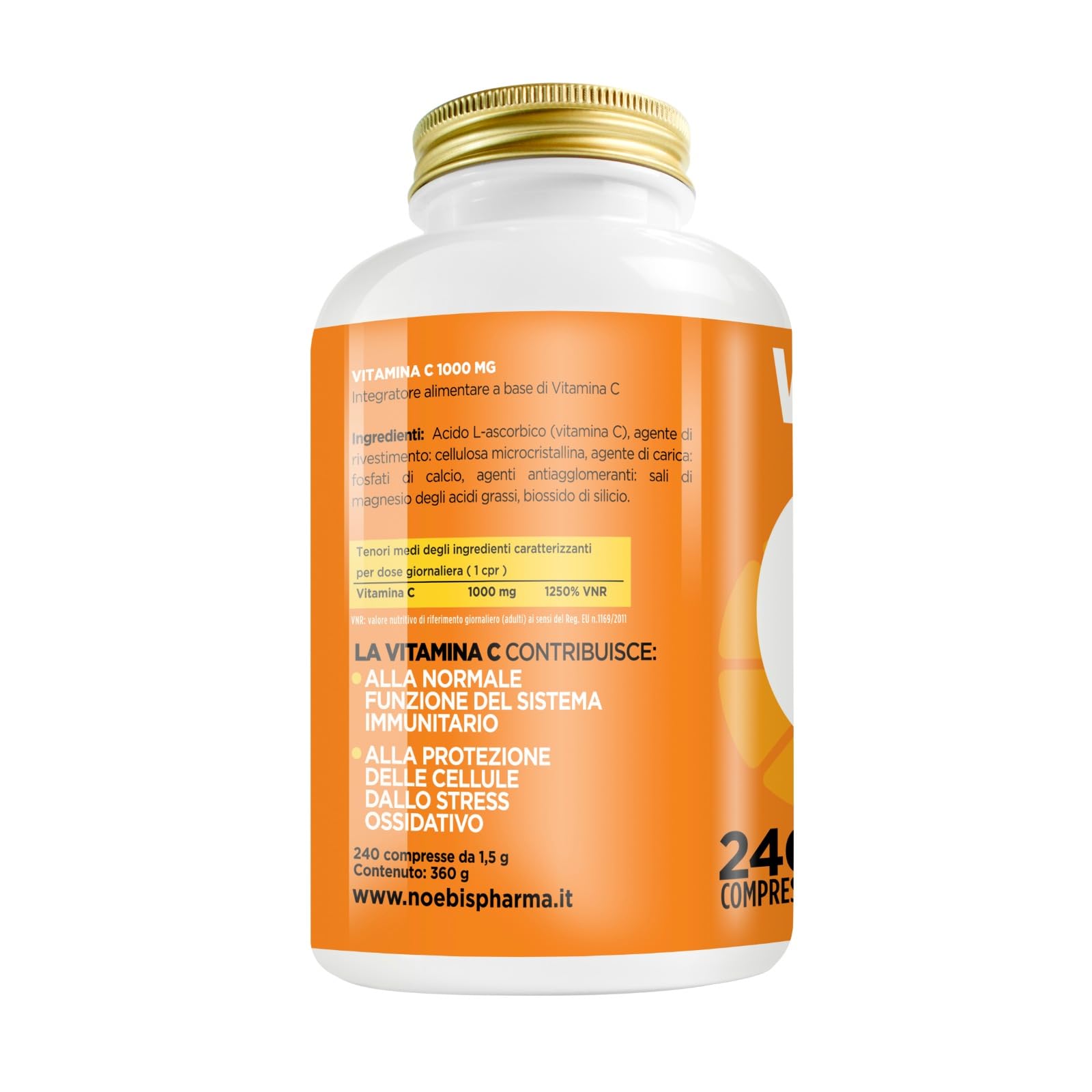 Vitamina C 1000mg ad Alto Dosaggio, 960 Compresse Vegan per 8 mesi, Vitamina C Pura Compresse, Integratore Difese Immunitarie, Vitamin C Concentrata Acido Ascorbico