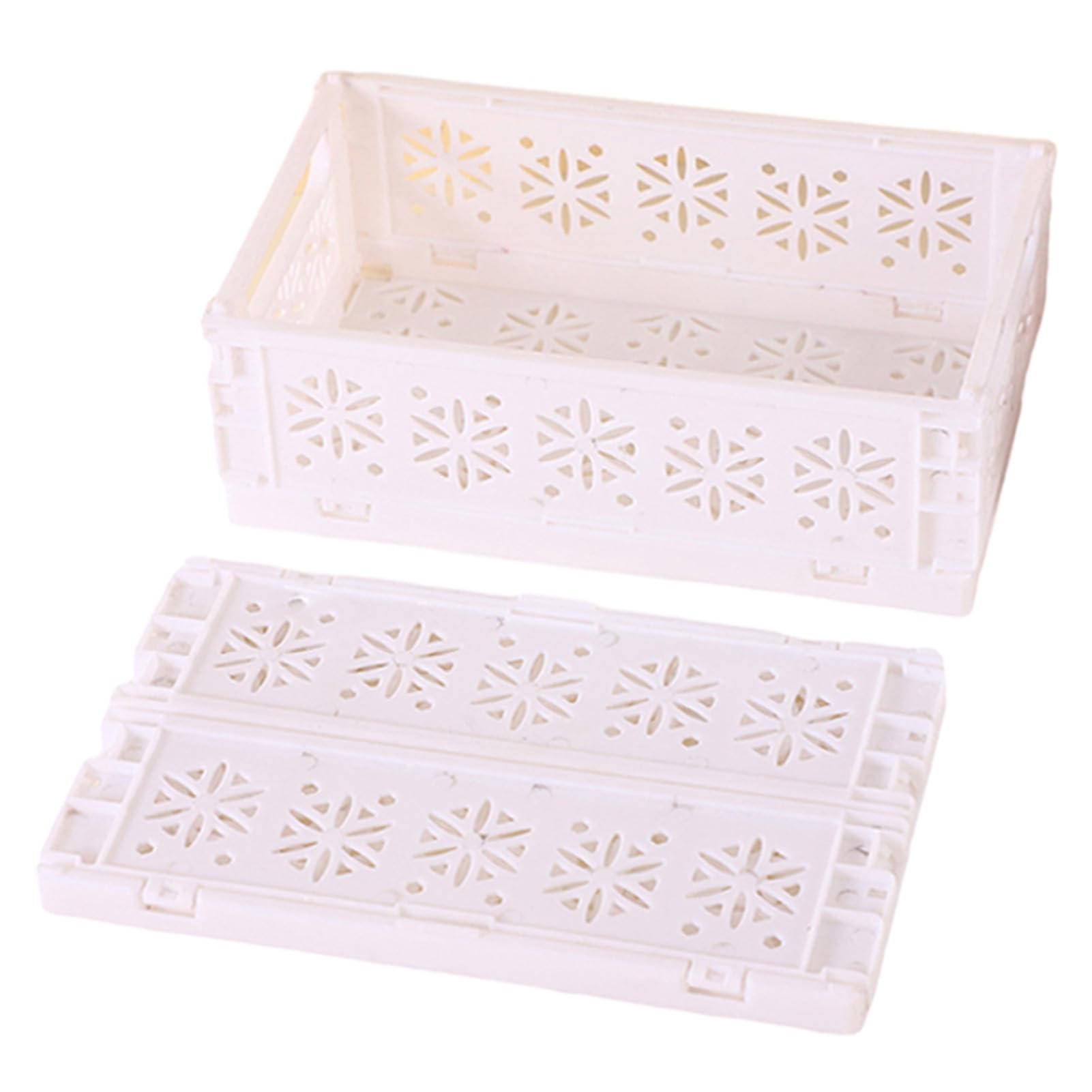 Glifora Storage Basket - Foldable with Handle, Ventilated Hollow Design Organiser, Portable Stackable Large Opening Organiser for Home, Bathroom and Kitchen