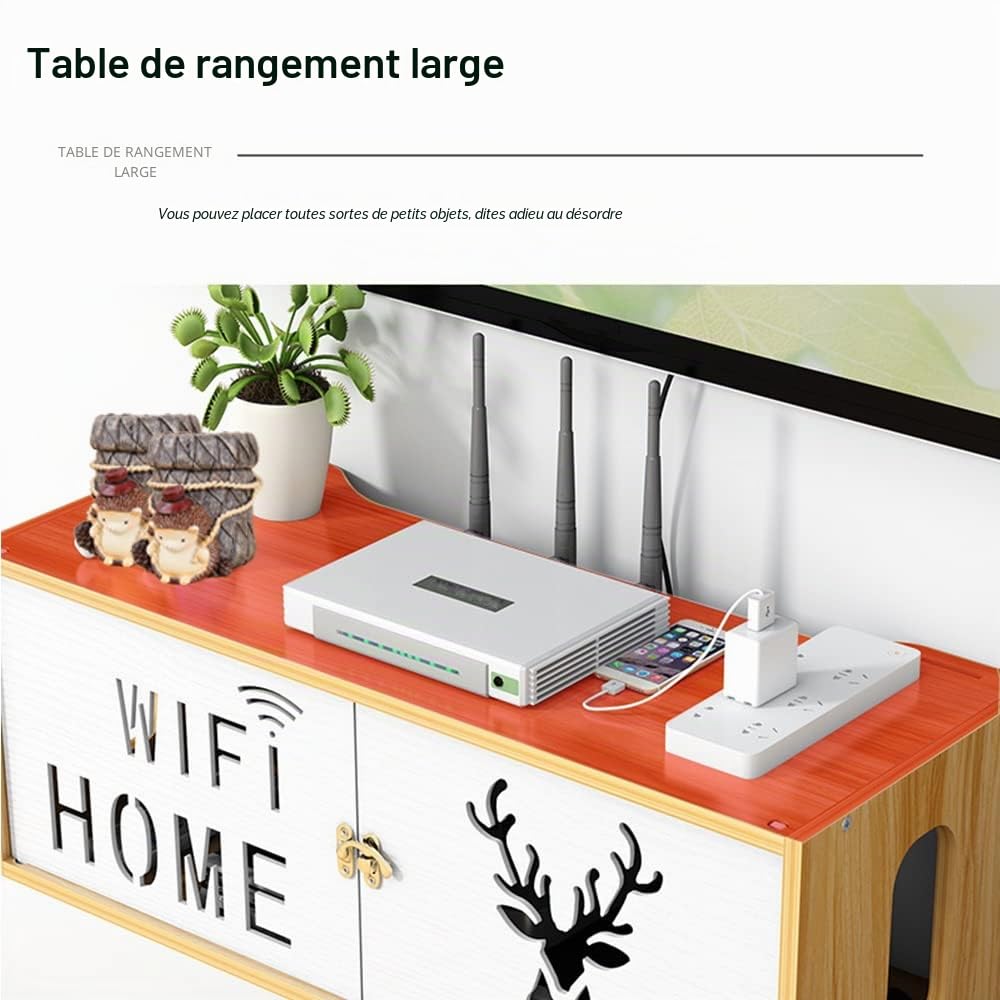 Boîte de rangement de routeur de WiFi monté sur le mur de blindage de fil de finition, avec la porte d'armoire, la TV set-top box de stockage