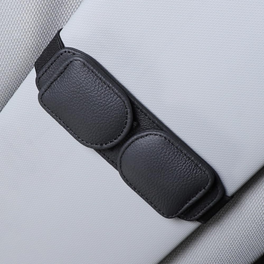 Kytpyi Porte Lunettes Voiture Magnétique - Support Cuir Pour 2 Paires Sur Pare-Soleil