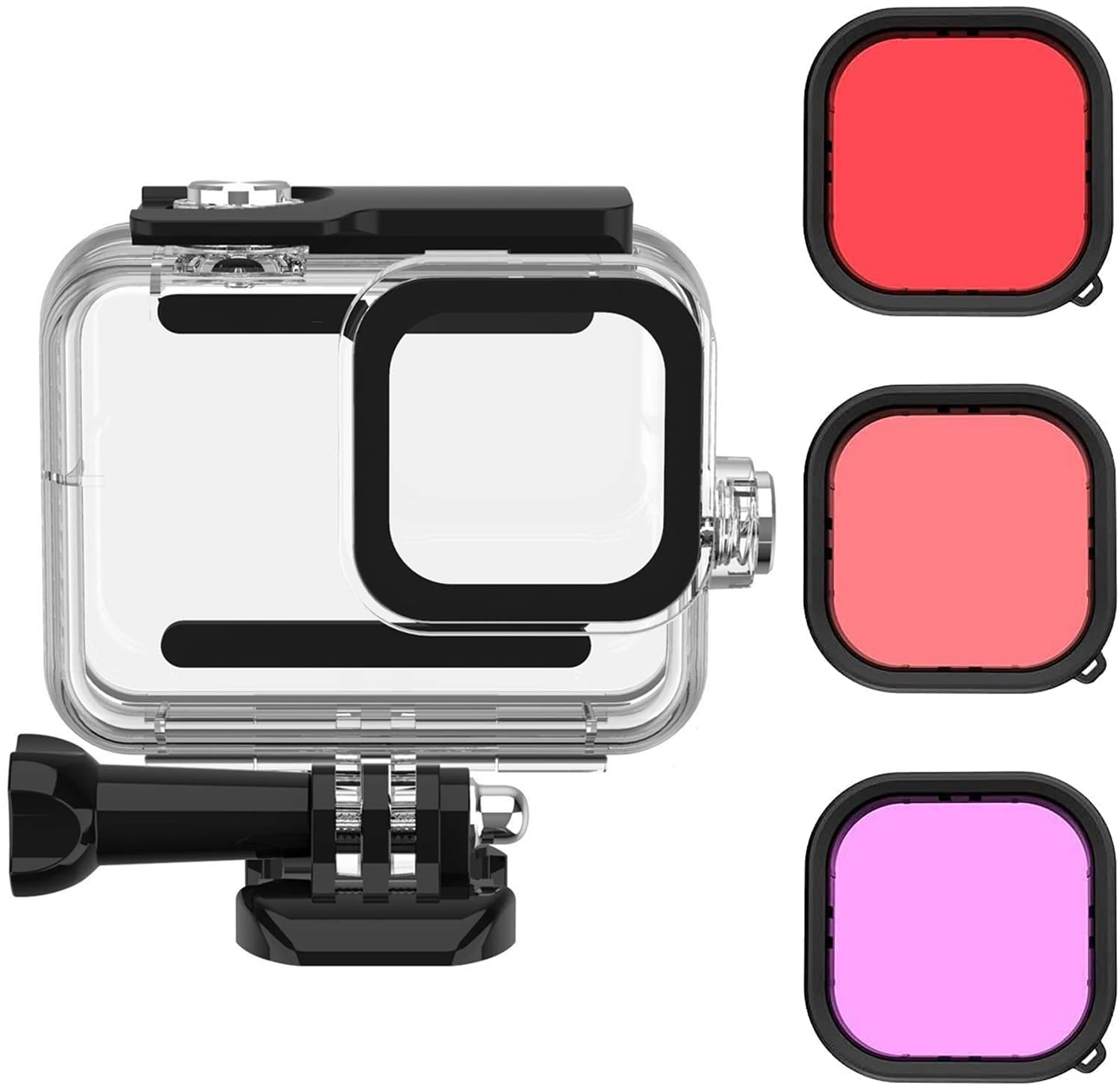 eWINNER Waterproof Dive Case & 3 Pack Dive Filters Kit Compatible with GoPro Hero 8 Underwater Housing Shell Supports 60M/196FT Deep Diving Scuba Snorkeling Go Pro 8 Accessories