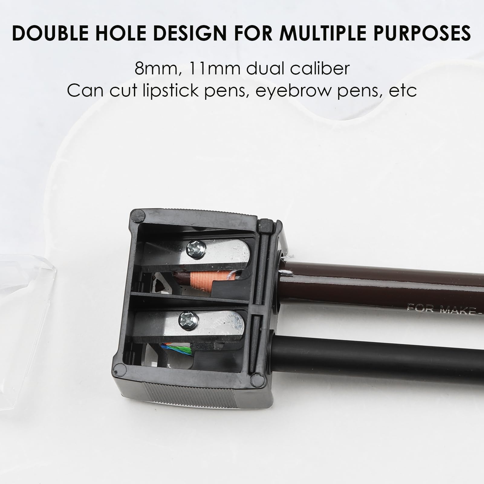 Temperamatite di Bellezza, Temperino Matita Occhi, Temperino Doppio per Matite Cosmetiche, Adatto per Eyeliner, Matita per Sopracciglia (Nero)