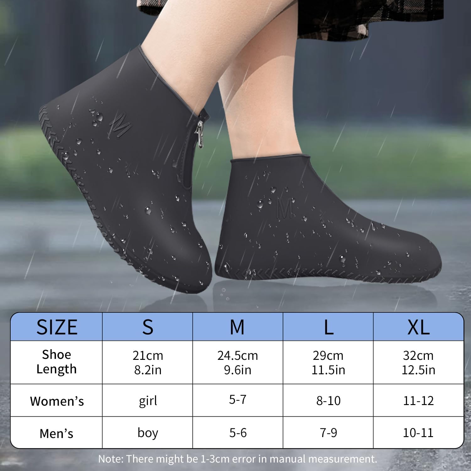 Waterproof Shoe Covers,Upgrade Reusable Rain Shoe Galoshes with Zipper,Resistant Snow Overshoes,Foldable Shoe Protectors,Non-Slip Washable Rain Snow Bowling Travel Indoor Outdoor Overshoe - Image 2