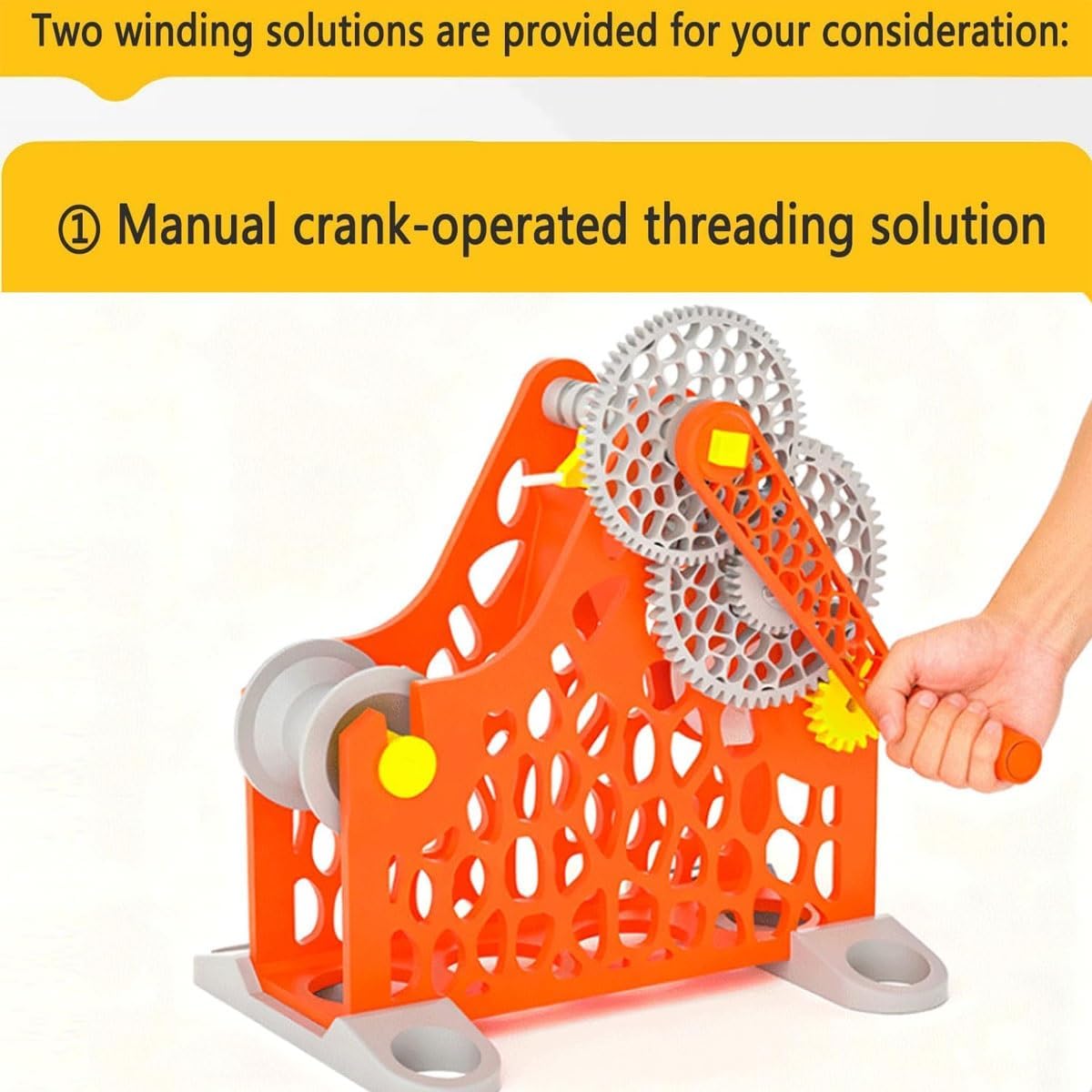 Hand Cranked 3D Printer Filament Winder, Modular & Removable Design, Prevents Tangling, for 1kg Spools,for 3D Printing Enthusiasts (Orange)