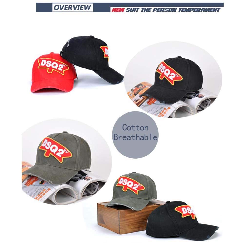 Cappellino Baseball Hip Hop Snapback Lettera DSQ – Design Classico, Unisex, Regolabile (Rosso)