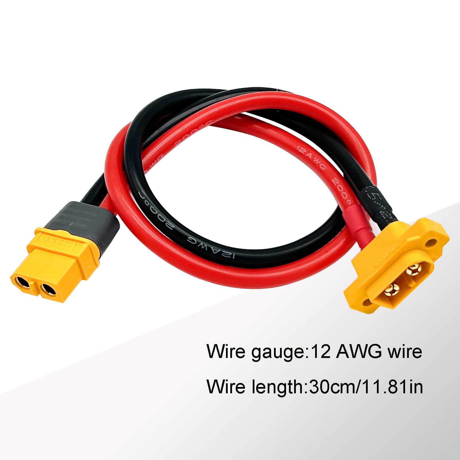 Nuofany XT60 XT60h Fiche mâle vers XT60h XT-60 femelle avec fil de silicone 1 m 12 AWG pour batterie RC Lipo FPV