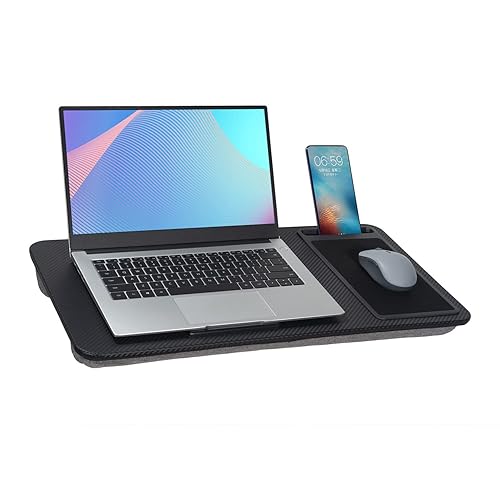 Baoee Large Black Lap Desk Portable Tray with Pillow Cushion Fits Up to 17", with Slot, Mouse Pad, Great for Home & Office - Black - Fits Up to 17 in
