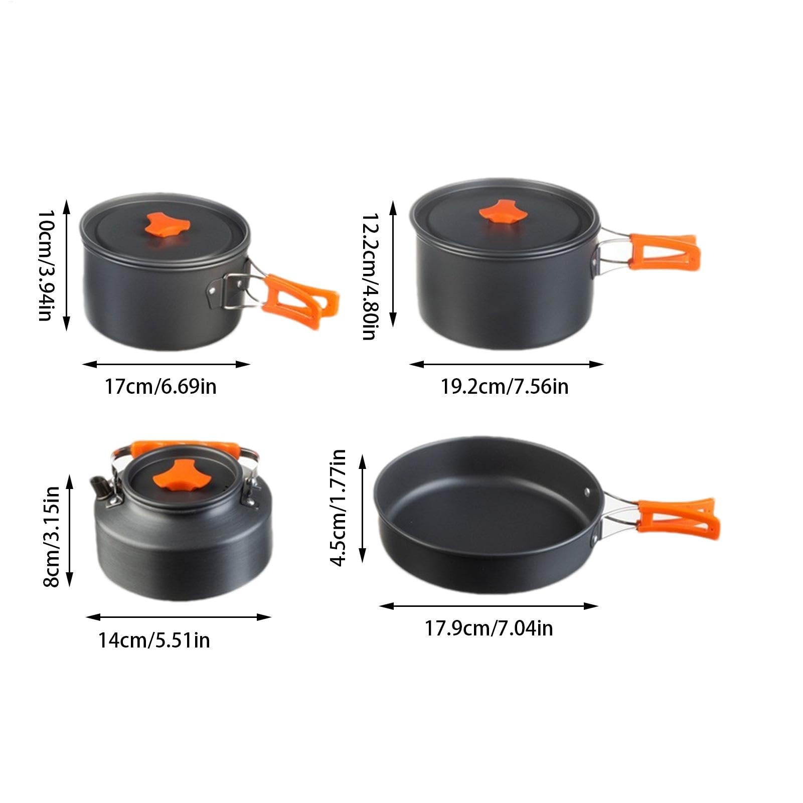 Ensemble de cuisine de camping – Ustensiles de camping portables et légers | Casseroles de camping antiadhésives, ensemble compact de cuisine de randonnée, équipement de cuisine de voyage, matériau de