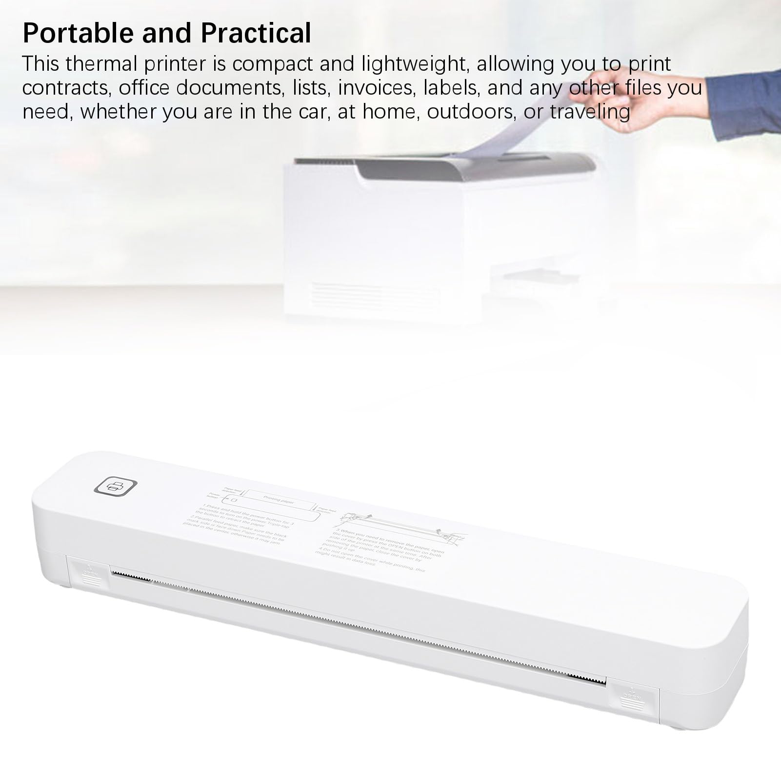 Stampante Portatile, Termica Wireless Senza Inchiostro, Supporta 8,5 X 11 Pollici/A4/A5, Batteria Integrata con Spegnimento Automatico, Compatibile con iOS//Laptop
