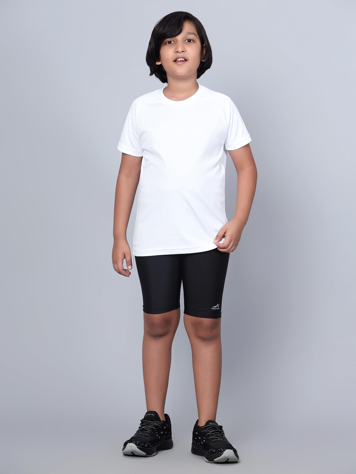 Vector X OKS-224 Kids Compression Half Bottom Shorts (34, Black) - Image 7 thumbnail