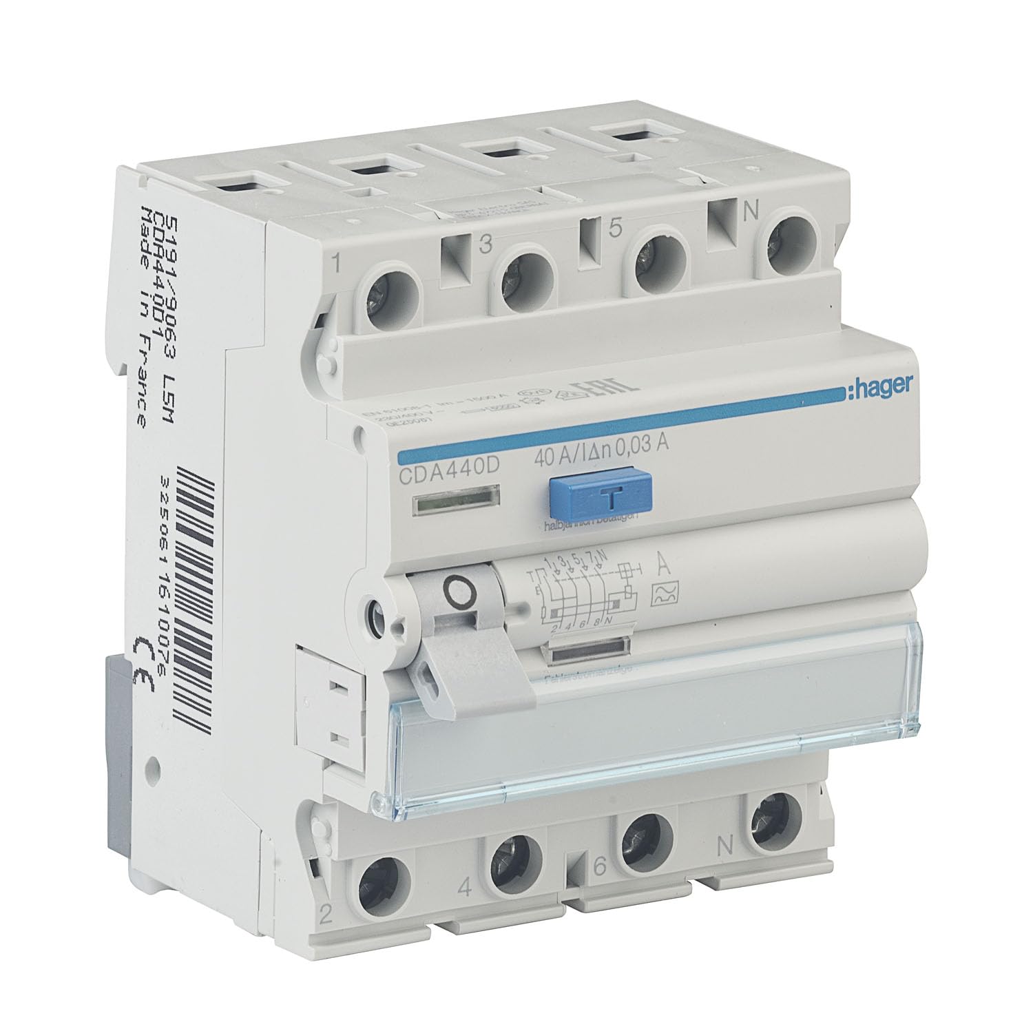 HAGER Einbaupaket 1x FI-Schutzschalter 30mA, 1x Sicherung B16A/3, 5x Sicherungen B16A/1, 1x Kammschiene, 2x Endkappen und 1x gh24 Phasenprüfer