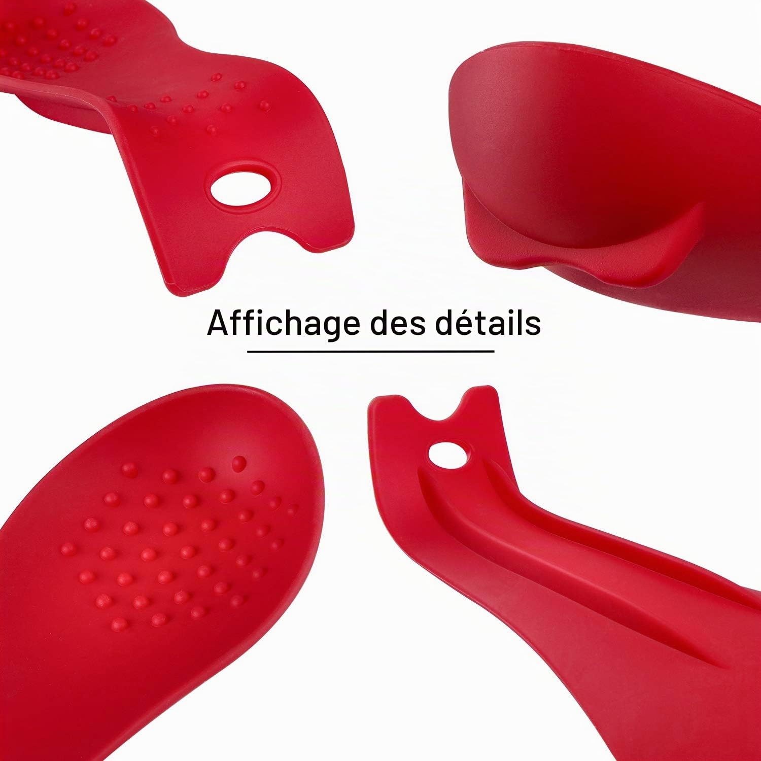 Repose-cuillère en silicone pour cuisinière, lot de 2, rouge