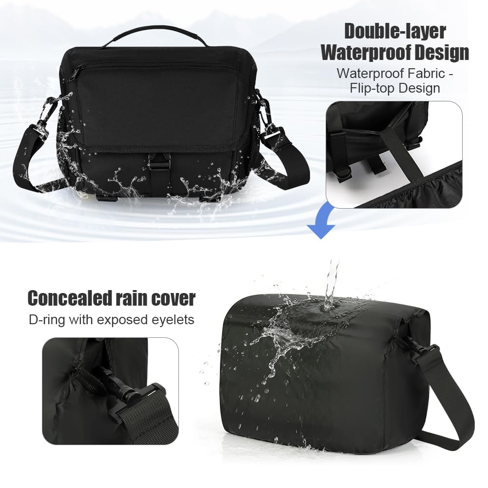 Sac pour Appareil Photo Bandoulière, Camera Bag DSLR, Sac à Dos pour Appareil Photo Crossbody Sling Compact Compatible avec Canon Nikon Sony SLR/DSLR Appareils Reflex/Hybride