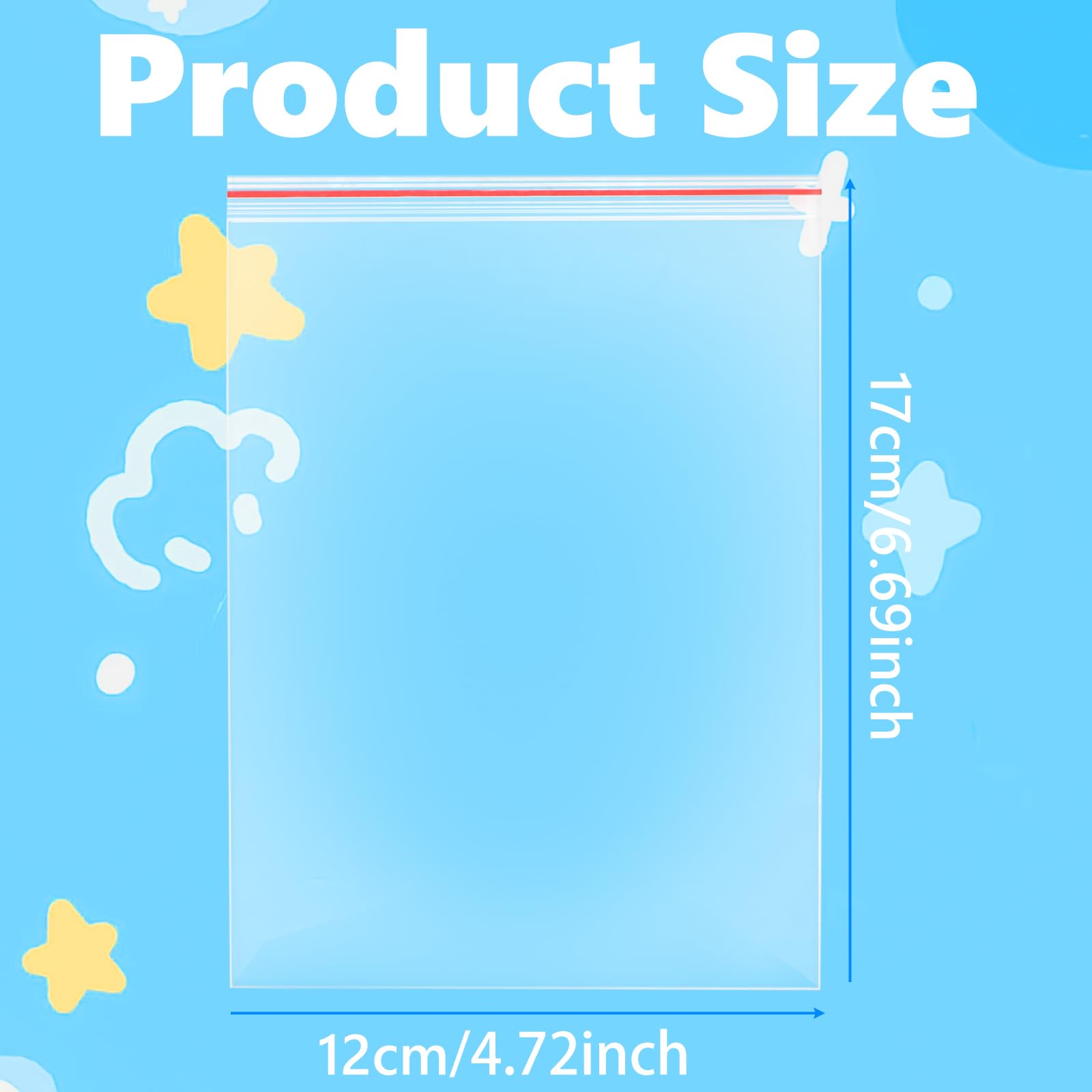 12x17cm Resealable Clear Plastic Bags, 100Pcs Small Grip Seal Bags, Thickening and Durable, Sealable for Kitchen Storage, Office Supplies, Stationery Storage ect. - Image 2