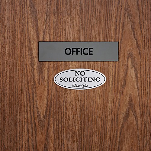 Kichwit No Soliciting Sign For House, With Magnets On The Back, Silver, 2.8” X 7”, Keeps Unwanted Visitors Away, No Deforming, Residue Free Adhesive Included #TOP2
