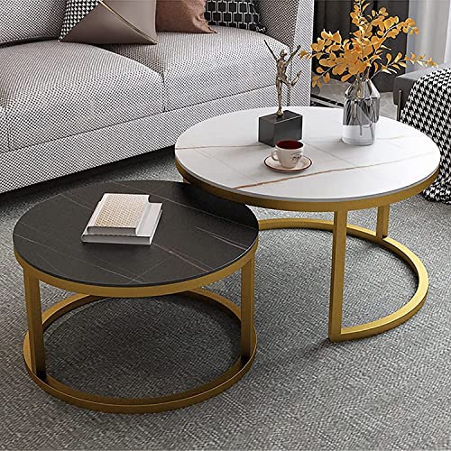 Lot de 2 tables gigognes rondes table basse gain de place salon bureau