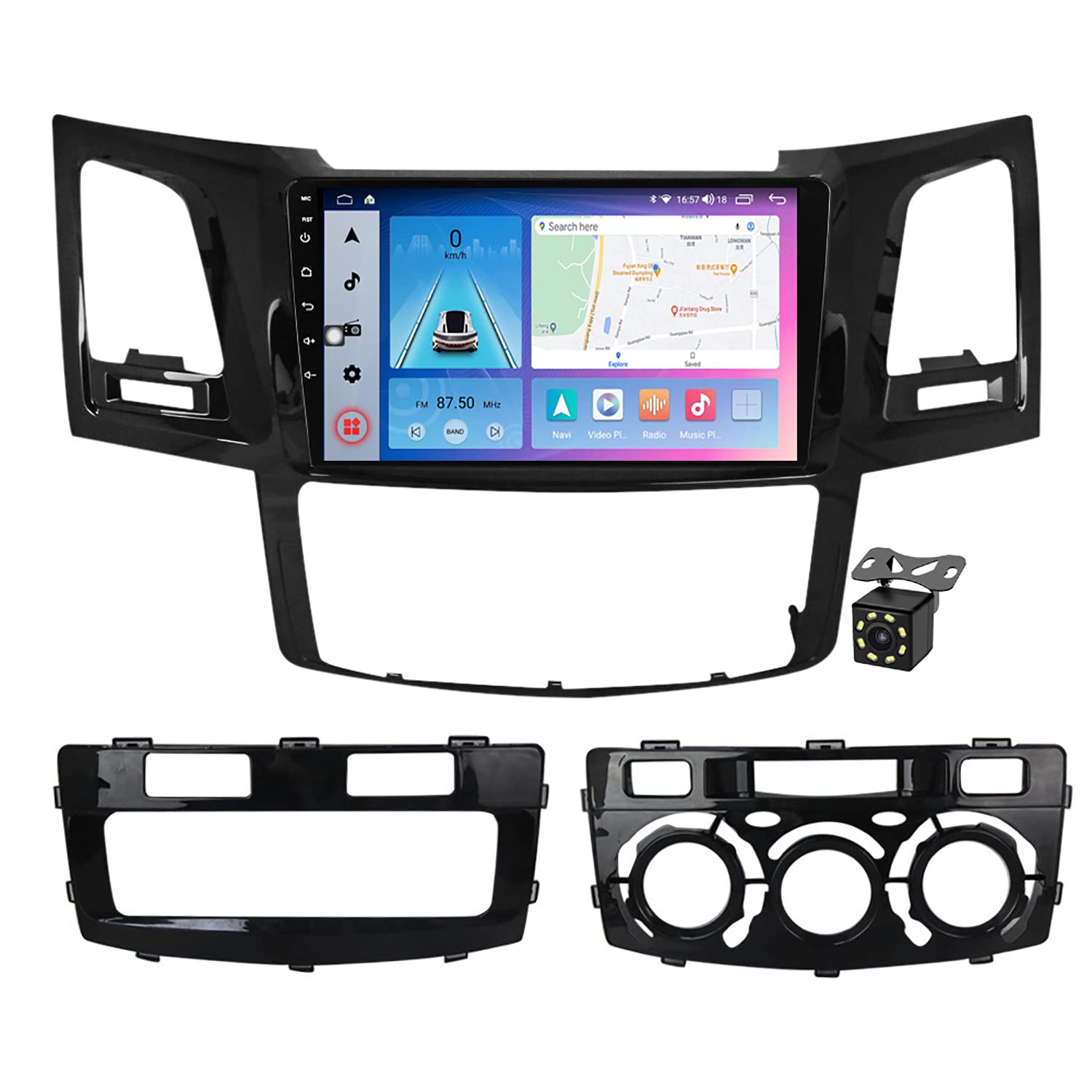 CharmstepAndroid 11 Car Radio Stereo Navigation GPS for Toyota Fortuner 1 AN50 AN60 Hilux Revo Vigo 2005-2014, 9 Inch Multimedia Player with Carplay/Android Auto/WiFi/FM RDS/BT/SWC