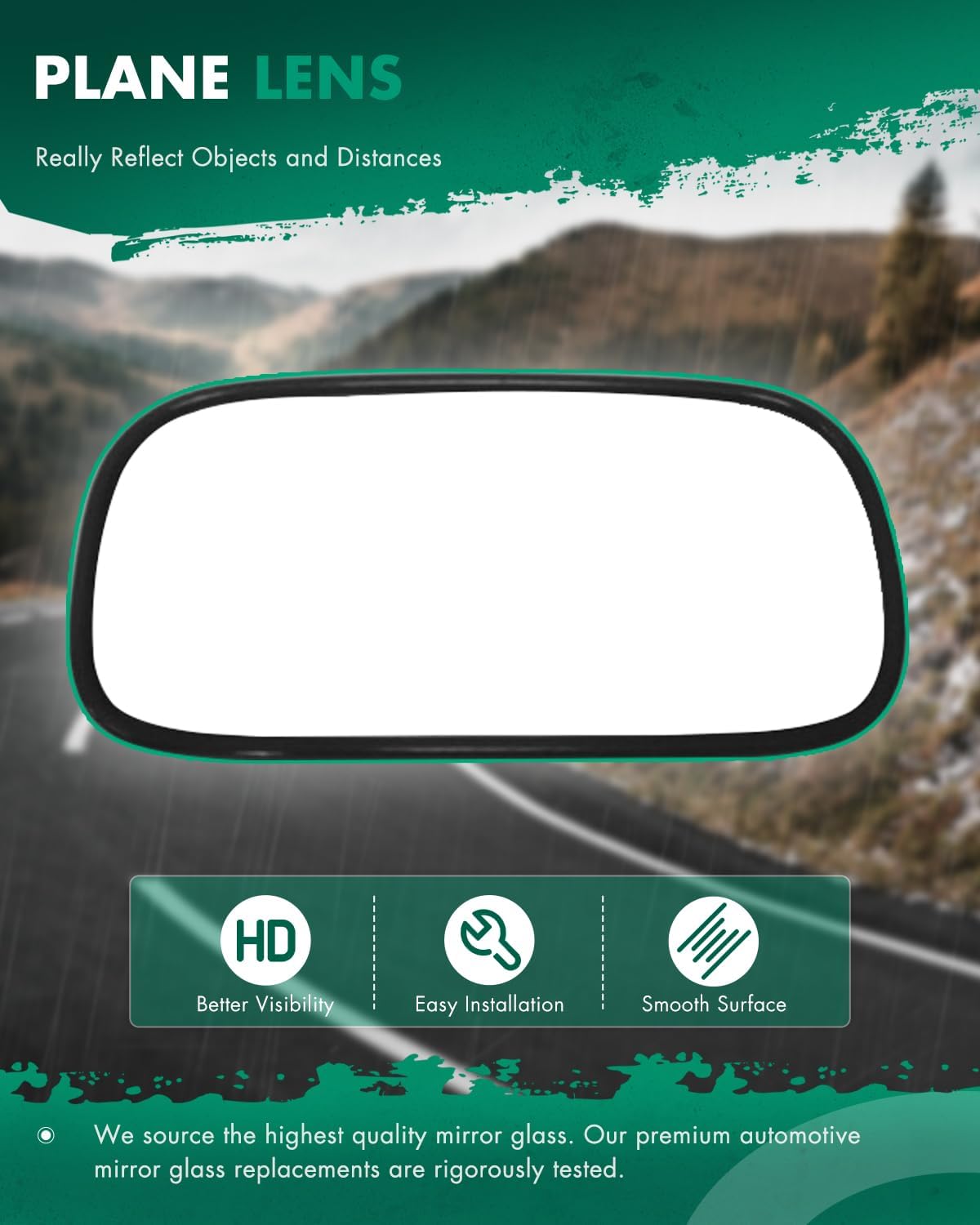 SCITOO Passenger Side Mirror Glass Fit For 2006-2011 For BUICK LUCERNE Chrome Convex Replacement Exterior Mirror Glass W/O HEATED