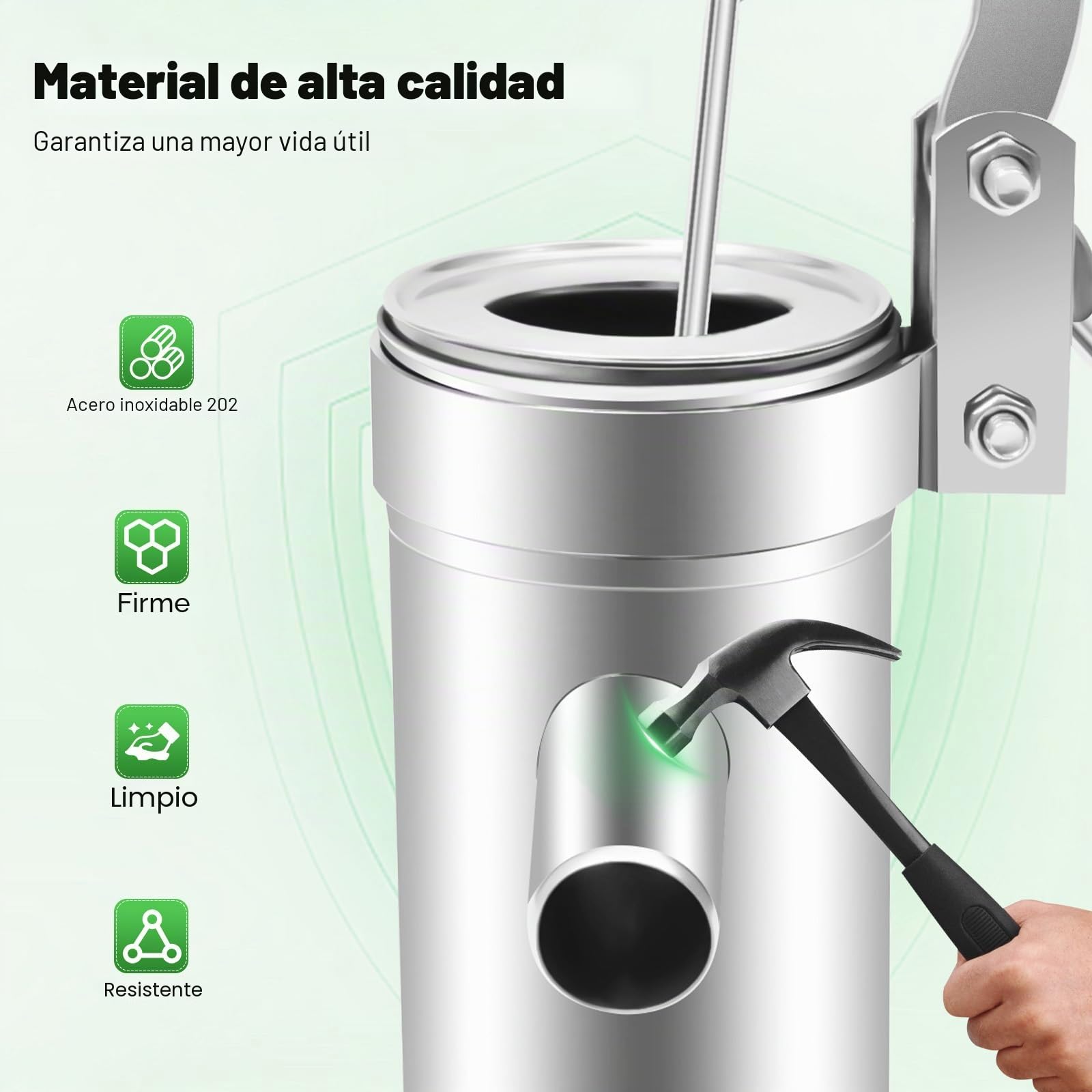 Bomba de Agua Manual para Pozos - Acero Inoxidable, Kit para Cobertizo de Jardín al Aire Libre, Decorativa para Pozo
