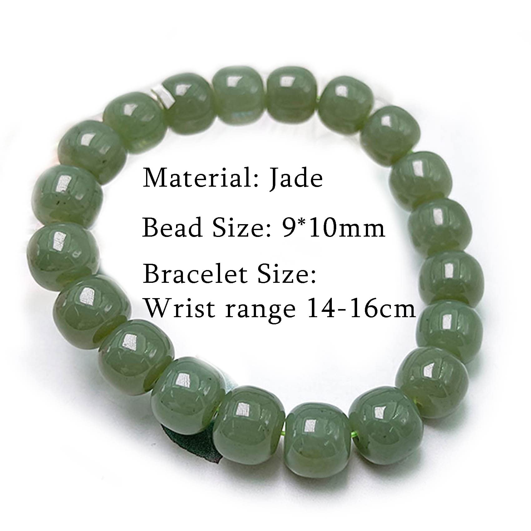Bracciale Feng Shui Bracciale in Giada Naturale Bracciale Elastico con Perline 9 * 10 mm Bracciale Vintage Porta Fortuna Talismano Pietra Bracciale in Giada Verde per Donne Uomini Amuleto Attira