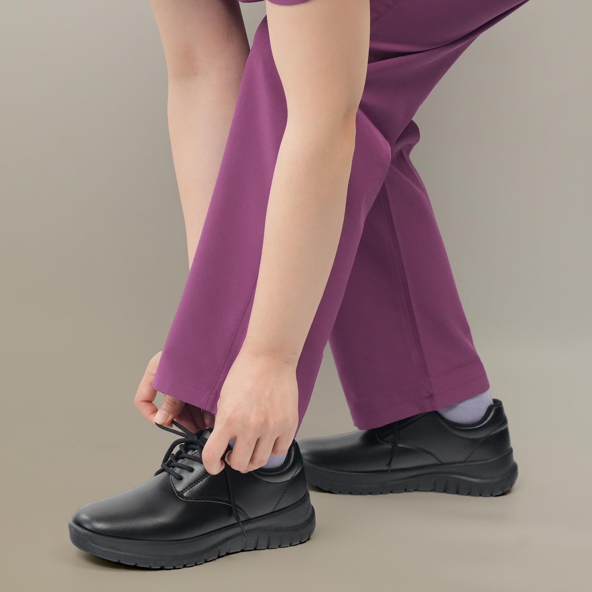 Hawkwell Women's Lace Up Lightweight Water Resistant Nurse Shoes Slip Resistant Healthcare Work Shoes,Black Synthetic,8 M US