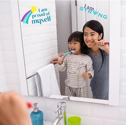 Miniatura 9 de Adhesivo estático de afirmación positiva  Espejo de ventana  Sin adhesivo  Reutilizable  Ideal para profesores, educadores, padres y niños, aumenta