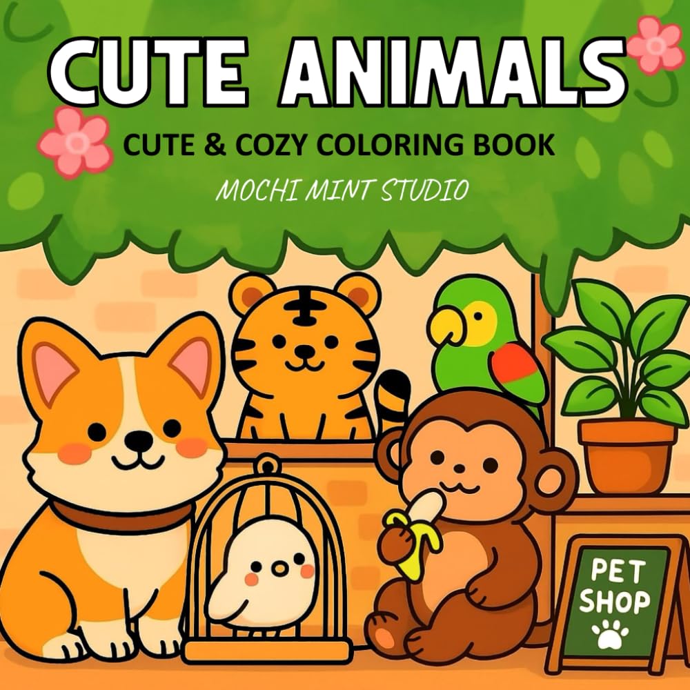 Cute Animals Coloring Book: A Cute & Cozy Kawaii Coloring Book with Adorable Animals for Kids and Beginners