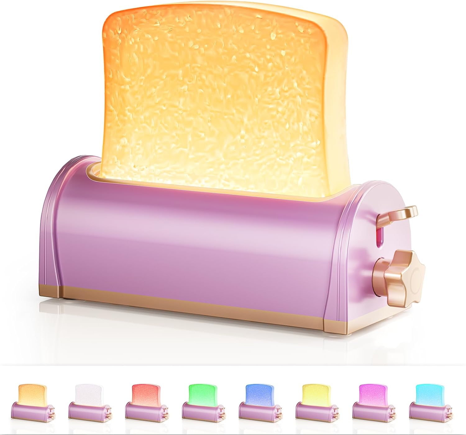 kidoggo Toast Lamp, Rechargeable LED Toaster Night Light, 8