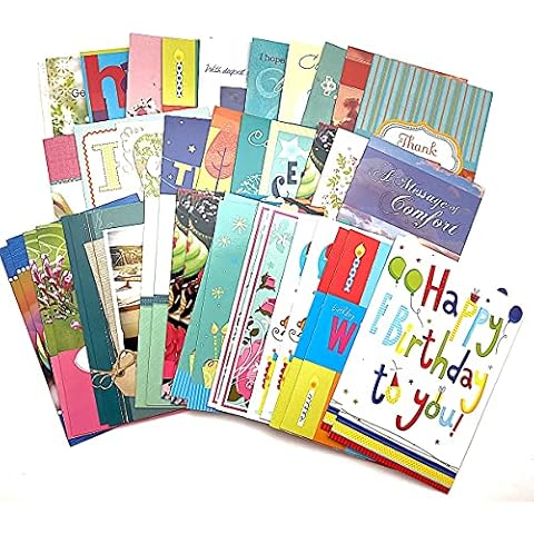 40 Assorted Everyday All Occasion 4 inch by 6 inch Greeting Cards with Envelopes, 24 Birthday, 4 Sympathy, 4 Thank you, 2 Wedding, 2 Baby and 4 Get Well Cover